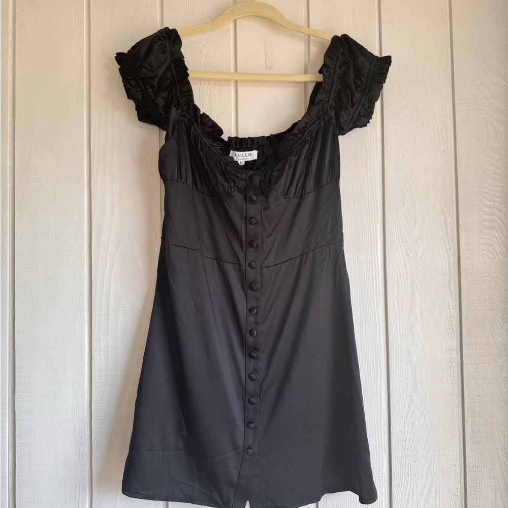 Frankie's Bikinis Black Button-Down Dress